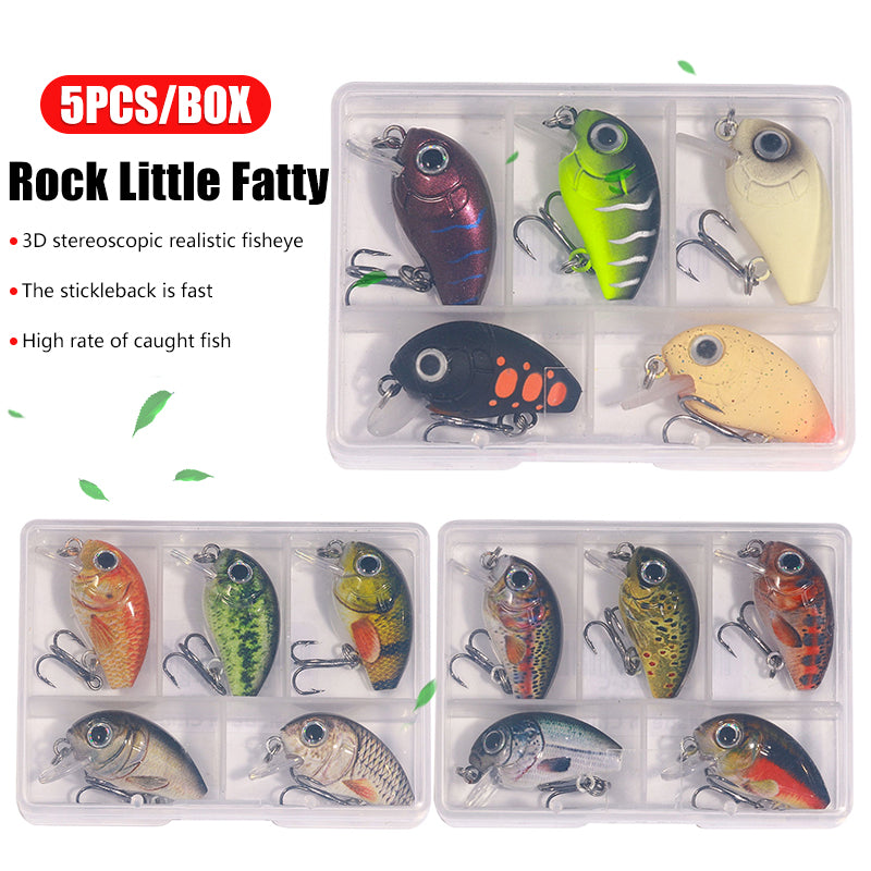 5PCS Set 2.8CM 2G HENGJIA Small Crankbait Kits