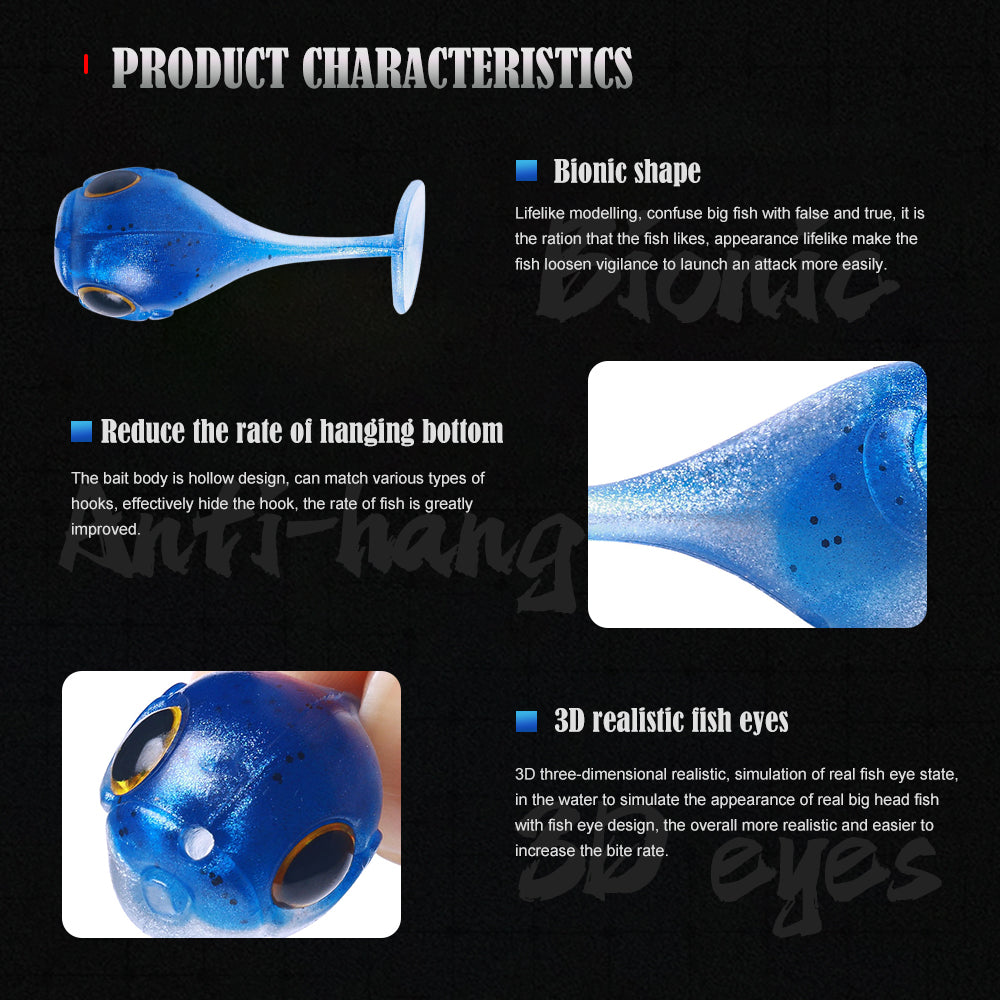 4.5cm Big Head Soft Lures, 10pcs/bag