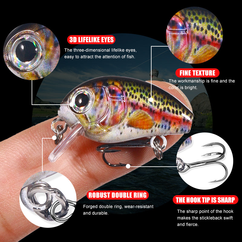 2.8CM 2G Crankbait Kits 5PCS Set