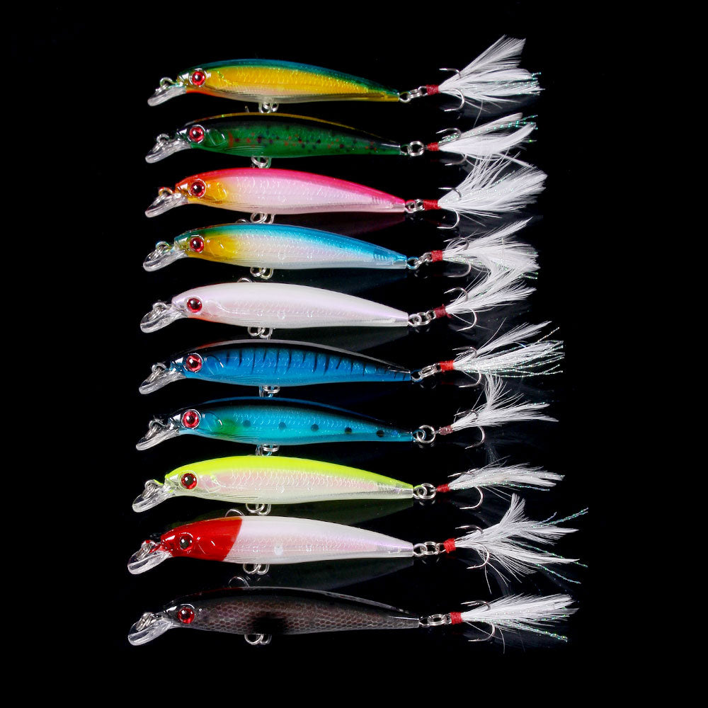 HENGJIA 9CM 6.7G Minnow Lure Bait 10pcs box set