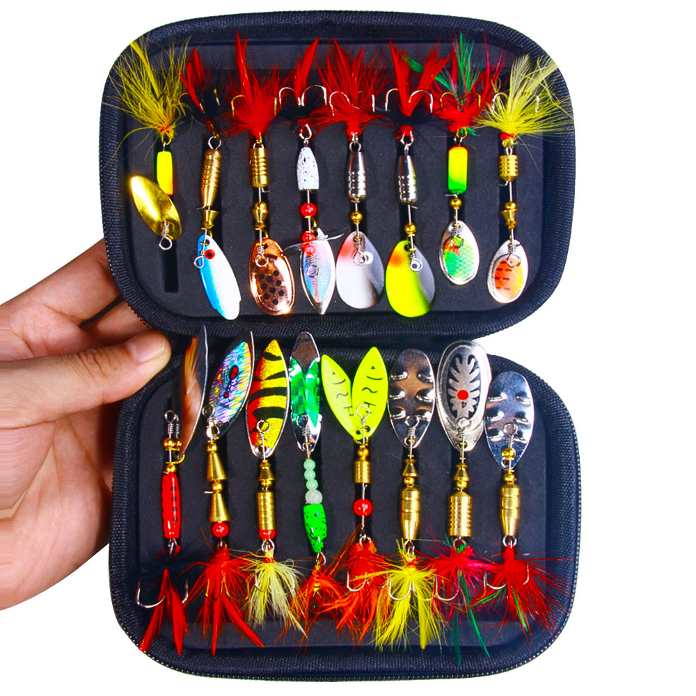 3 Colors Optional Fishing Lures Bag Spoon Spinner Baits Metal Jig Tackle  Hang Storage Case Pesca