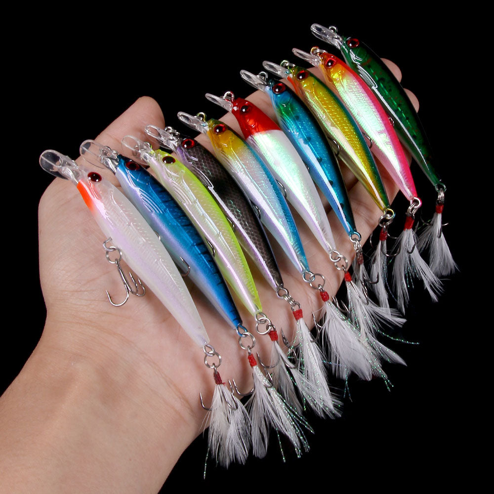 HENGJIA 9CM 6.7G Minnow Lure Bait 10pcs box set