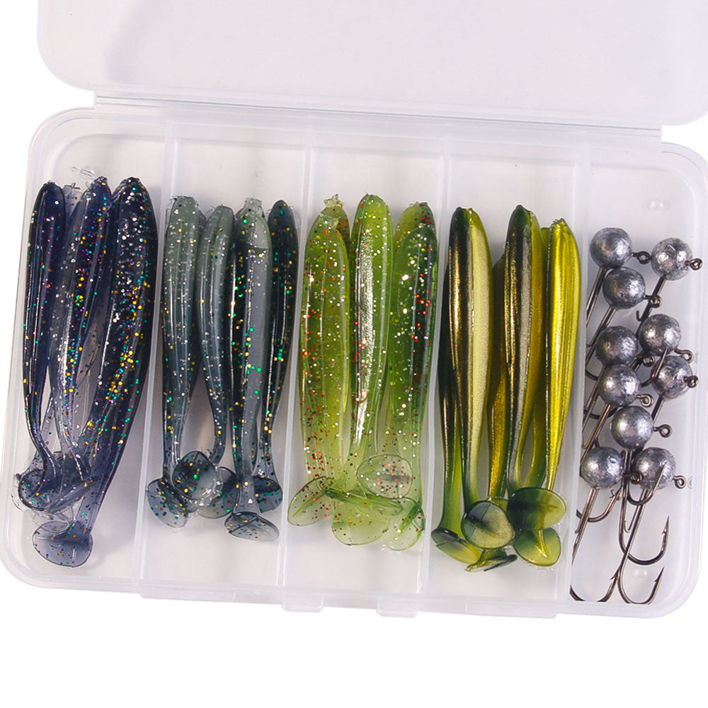 34pcs Soft Lure with Jig Head Hook Sets