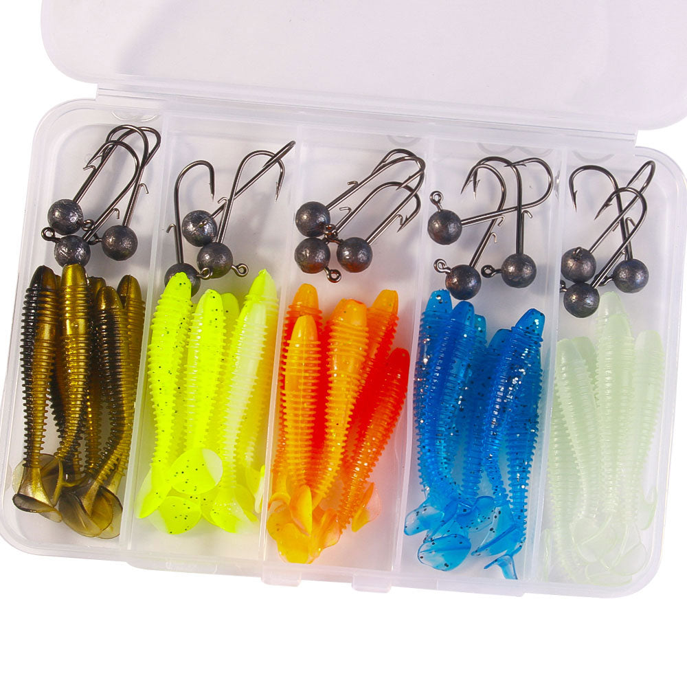 5.5cm 1.3g Soft Lure Bait 45pcs Set Artificial Soft Lure Set Lead Fishing Hook Pvc Fishing Lures