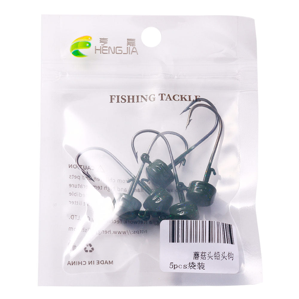 2.8G/3.5G/4.6G/7G Mushroom Head Jig Hook 5pcs/bag