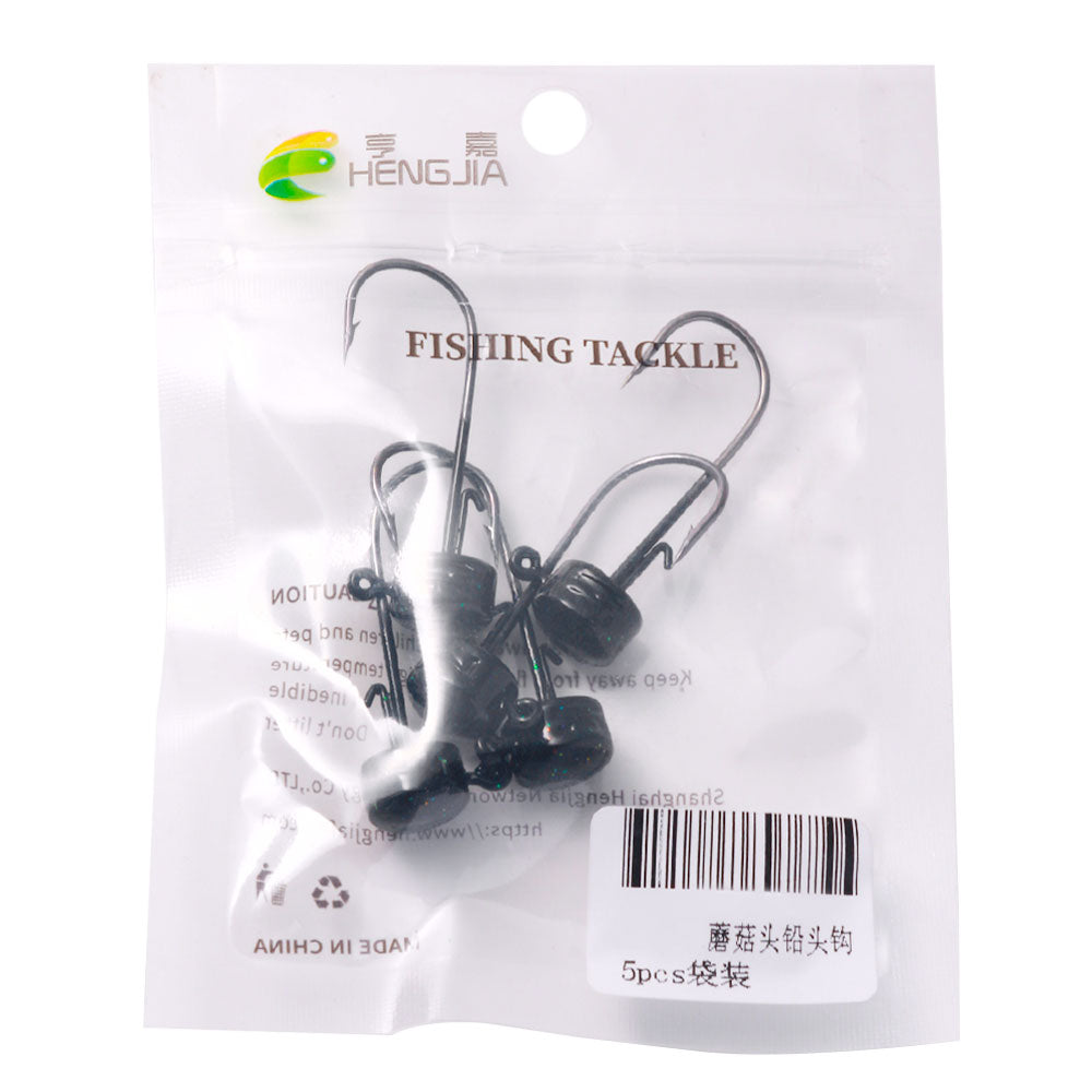 2.8G/3.5G/4.6G/7G Mushroom Head Jig Hook 5pcs/bag