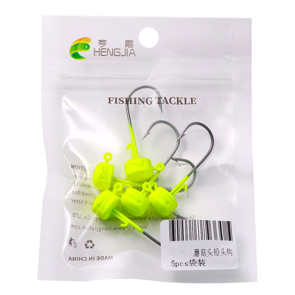 2.8G/3.5G/4.6G/7G Mushroom Head Jig Hook 5pcs/bag
