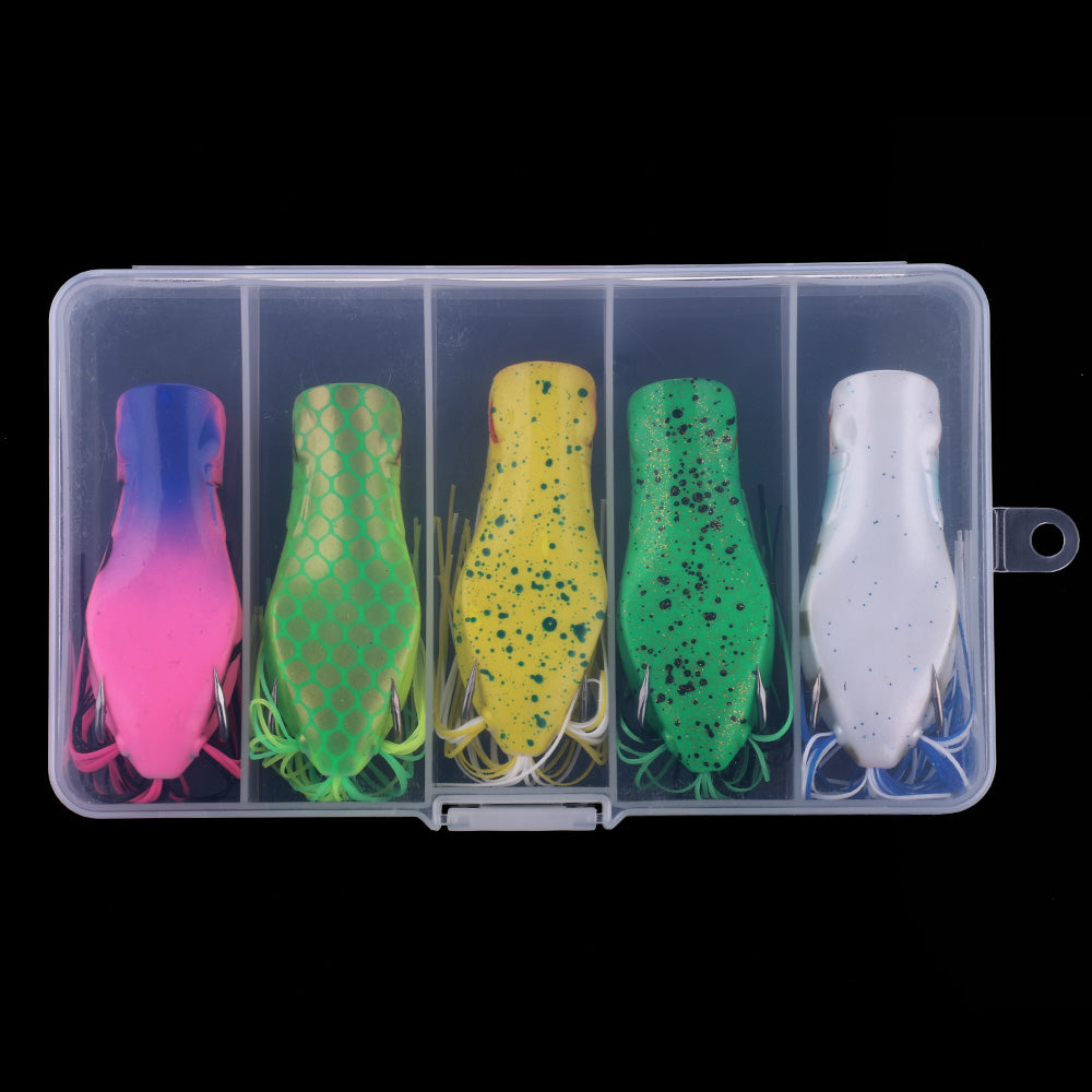 5pcs box set HENGJIA 2 3/4in 1/2oz Soft Frog Lure Bait