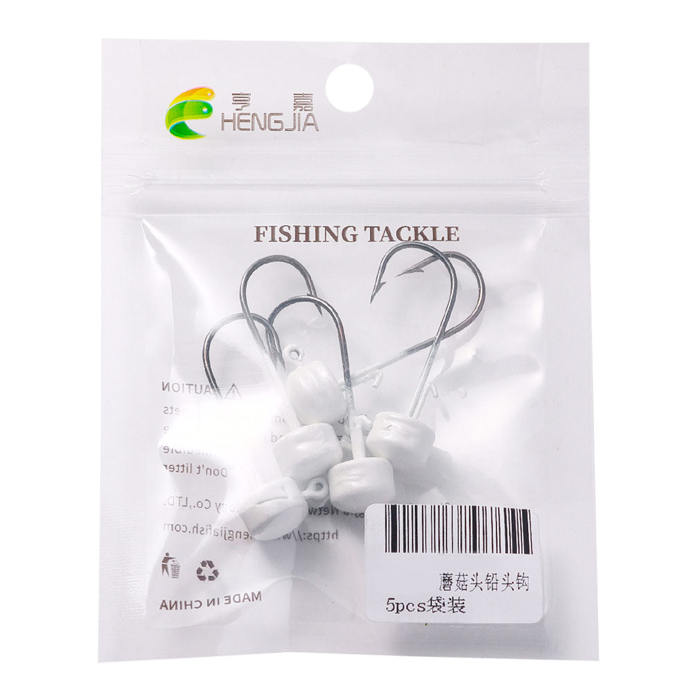 2.8G/3.5G/4.6G/7G Mushroom Head Jig Hook 5pcs/bag