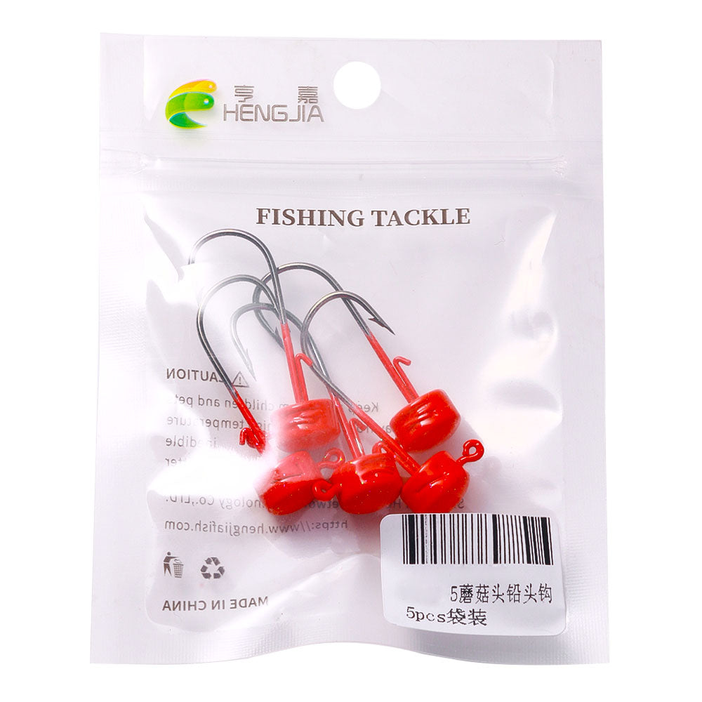 2.8G/3.5G/4.6G/7G Mushroom Head Jig Hook 5pcs/bag