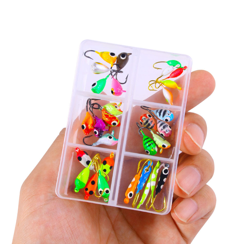 HENGJIA Ice Jig Lead Set Vertical Metal Maggots Worm Fishing Bait Lure Hook for River Lake Stream Fishing