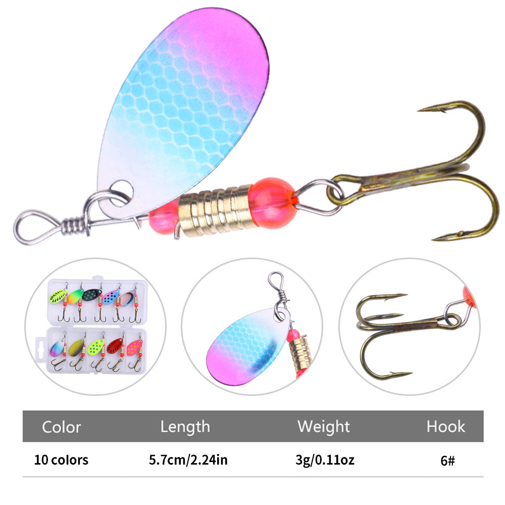 10pcs Metal Spinner Baits Lure Kits