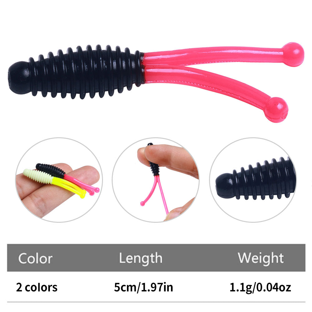 4cm Double Tail Soft Bait, 20pcs/bag