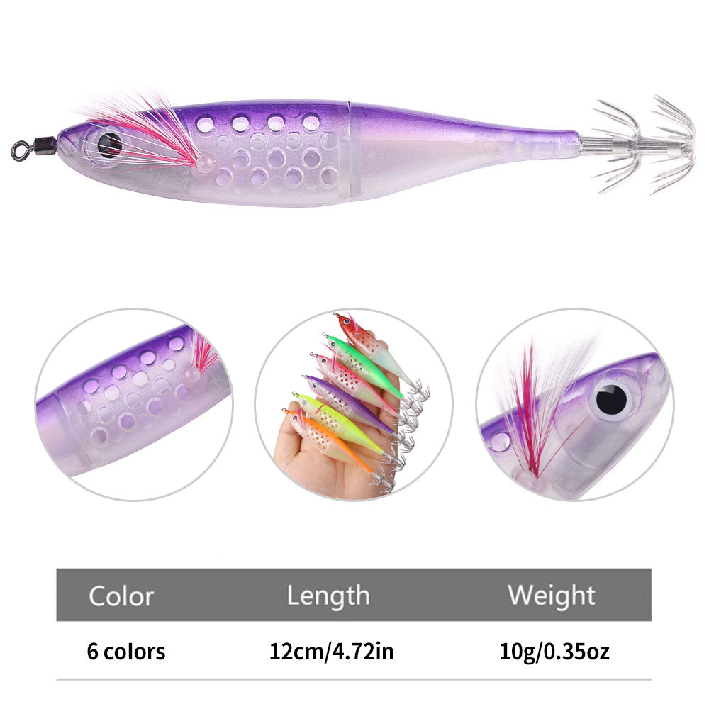 4.72inch 0.32oz Luminous Plastic Hollow Squid Jigs