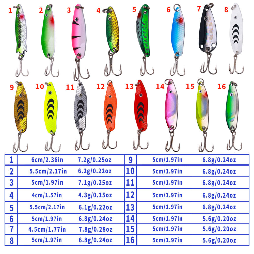 16pcs Metal Spinner Baits Lure Kits