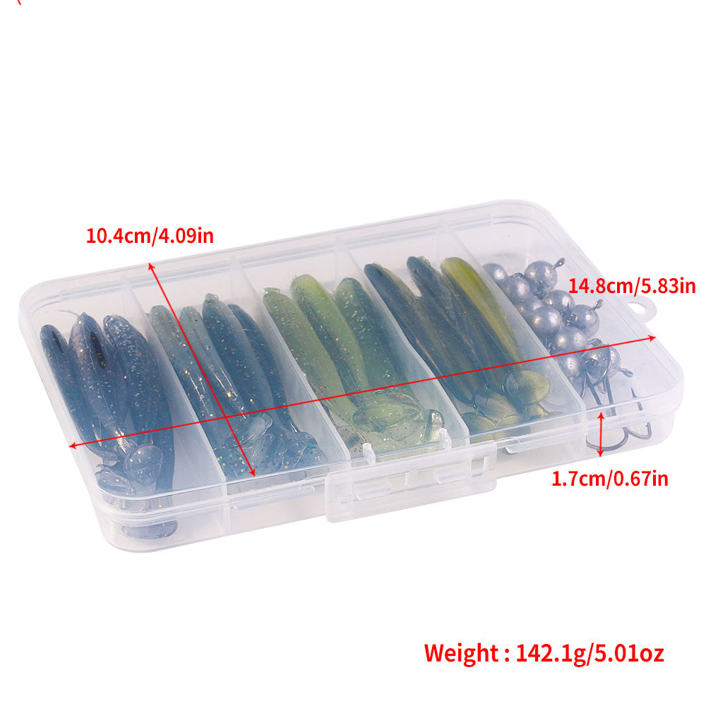 34pcs Soft Lure with Jig Head Hook Sets