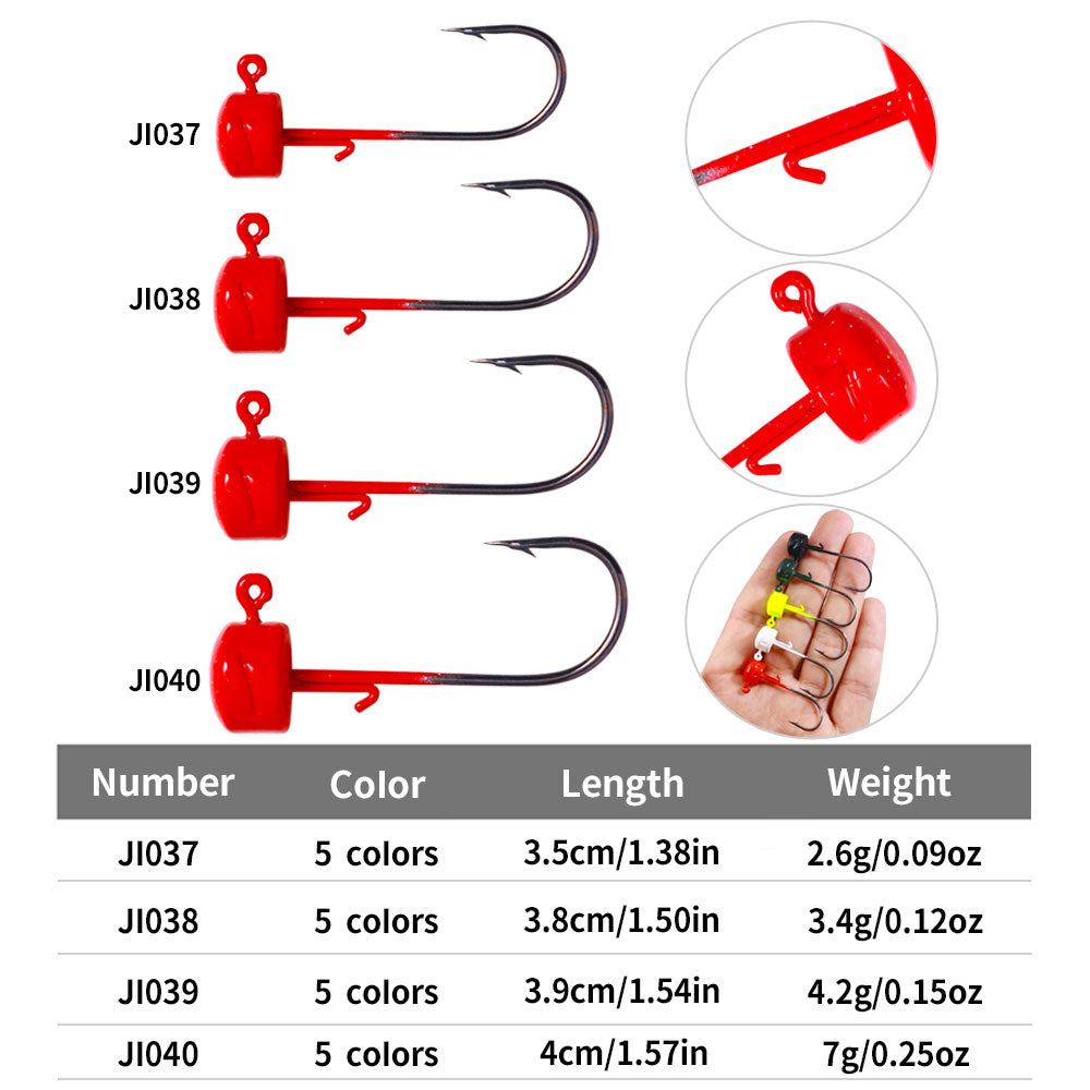 2.8G/3.5G/4.6G/7G Mushroom Head Jig Hook 5pcs/bag