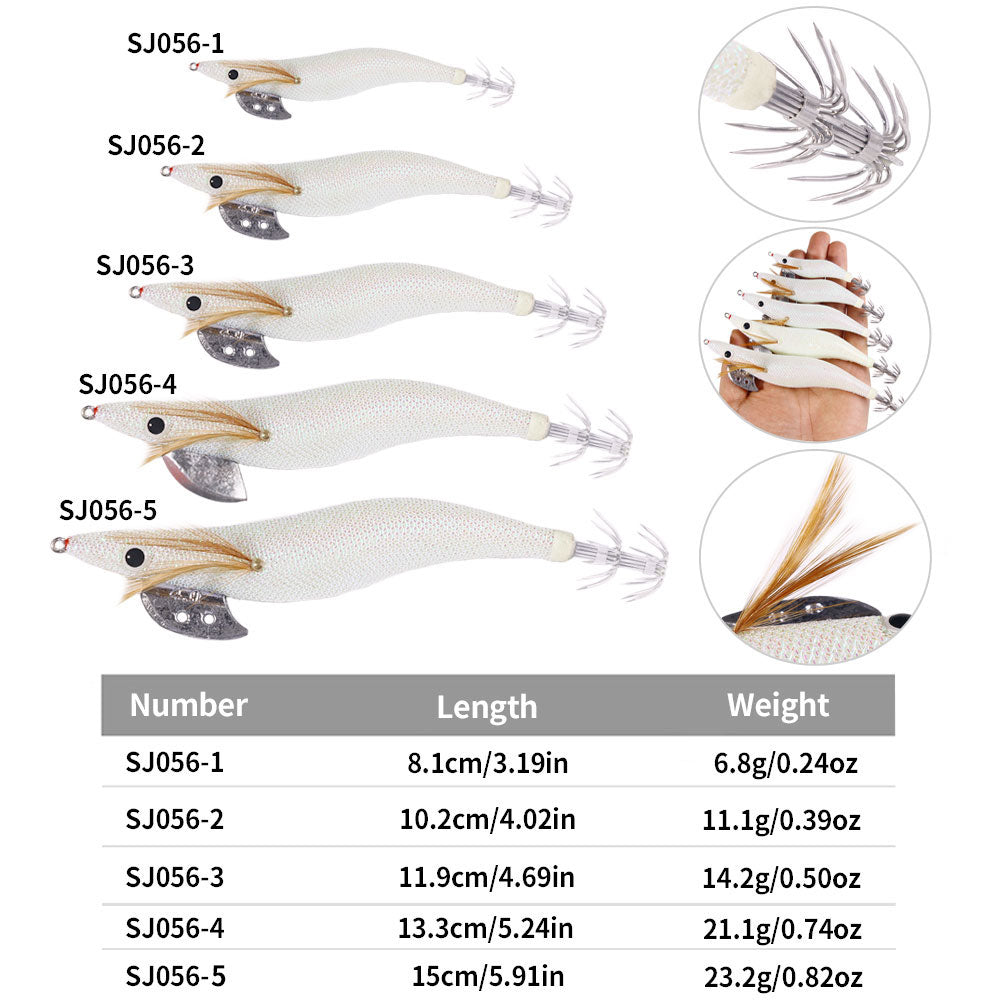 White Color Fluorescent Shrimp Jigs 2.0# 2.5# 3.0# 3.5# 4.0#