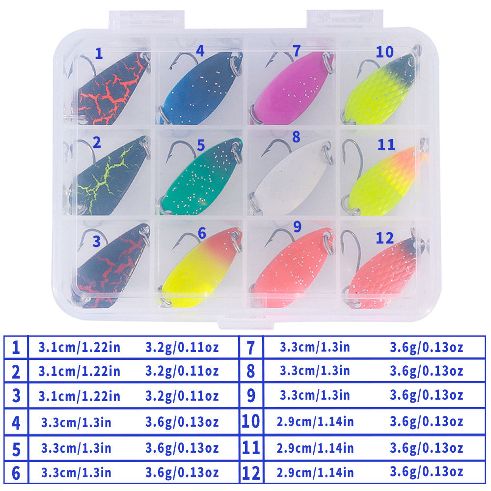 12Pcs/Set Spoons Lure Kit