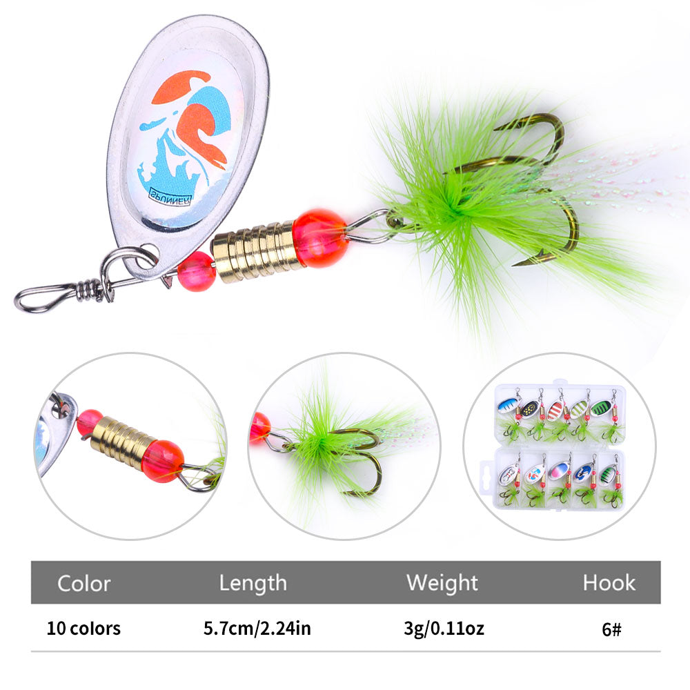 10pcs Metal Spinner Baits Lure Kits