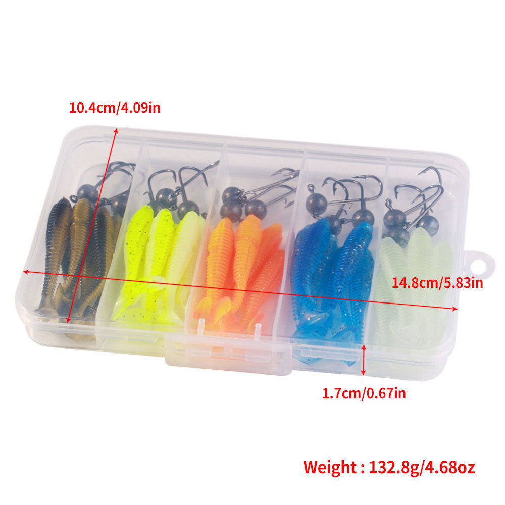 5.5cm 1.3g Soft Lure Bait 45pcs Set Artificial Soft Lure Set Lead Fishing Hook Pvc Fishing Lures