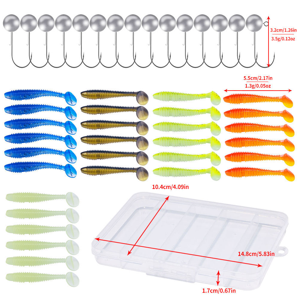 5.5cm 1.3g Soft Lure Bait 45pcs Set Artificial Soft Lure Set Lead Fishing Hook Pvc Fishing Lures