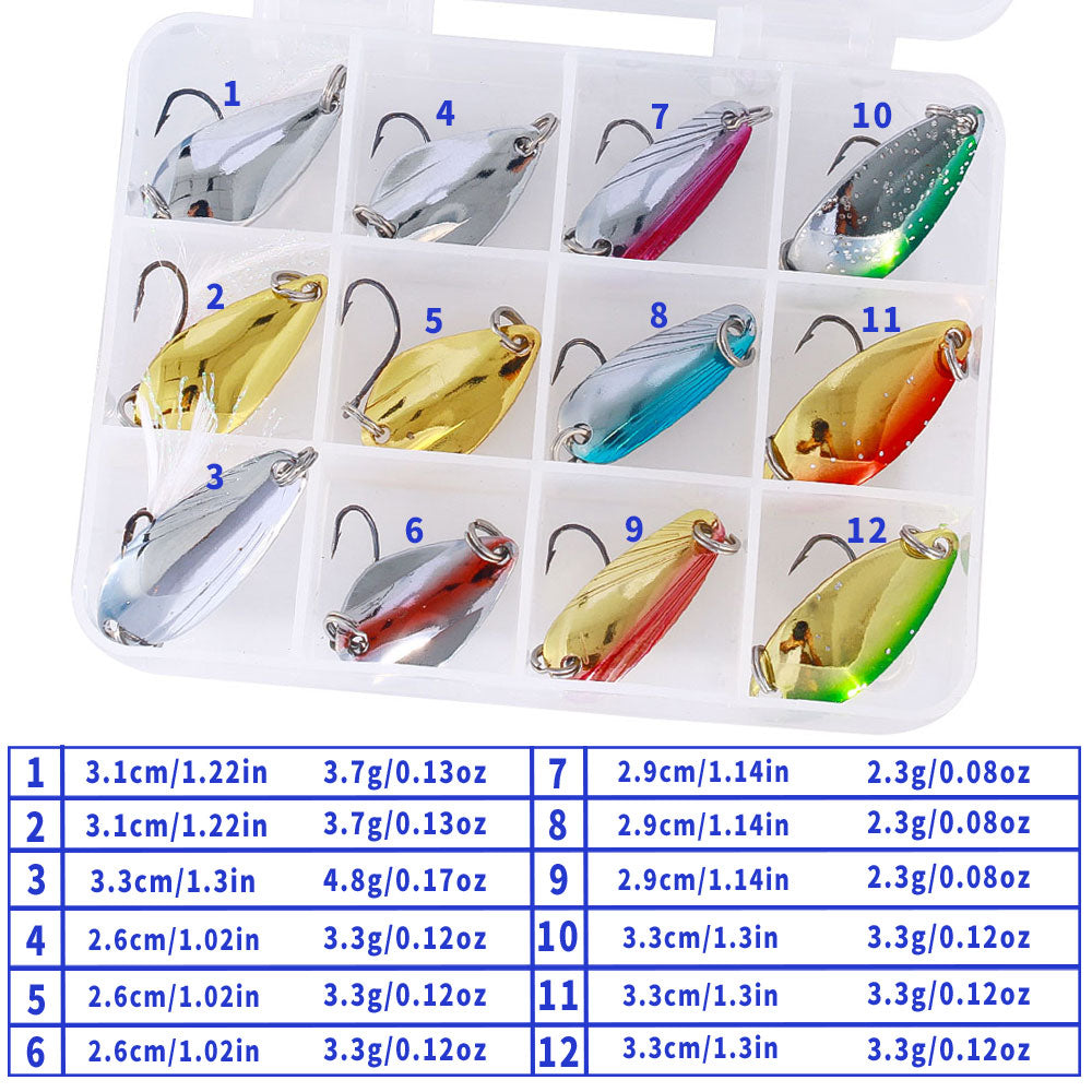12Pcs/Set Spoons Lure Kit