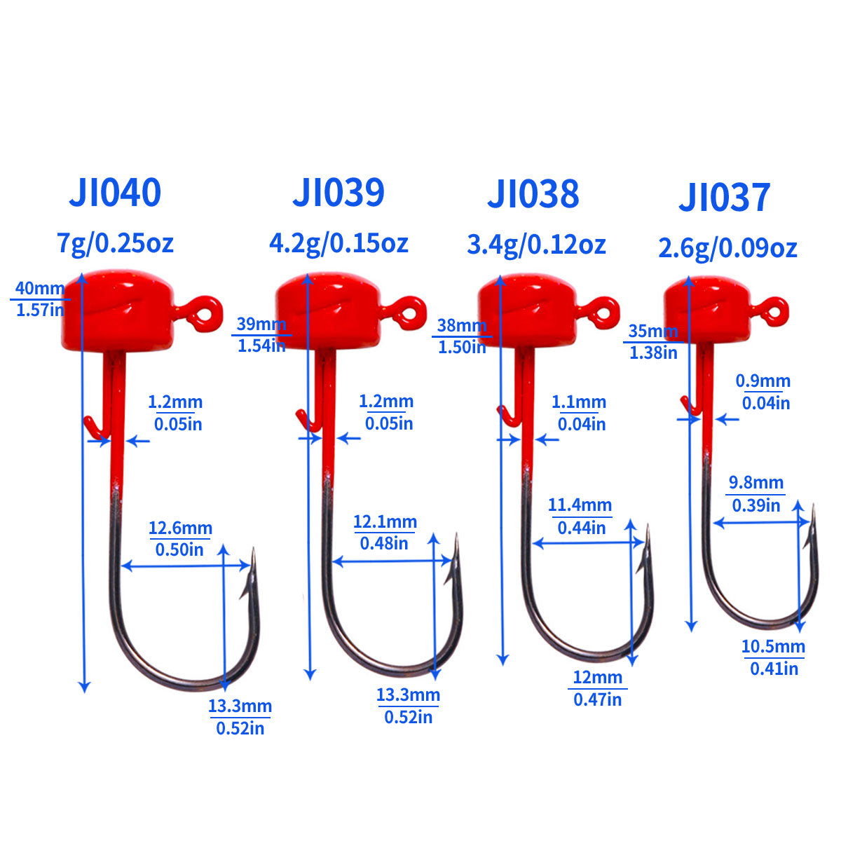 2.8G/3.5G/4.6G/7G Mushroom Head Jig Hook 5pcs/bag