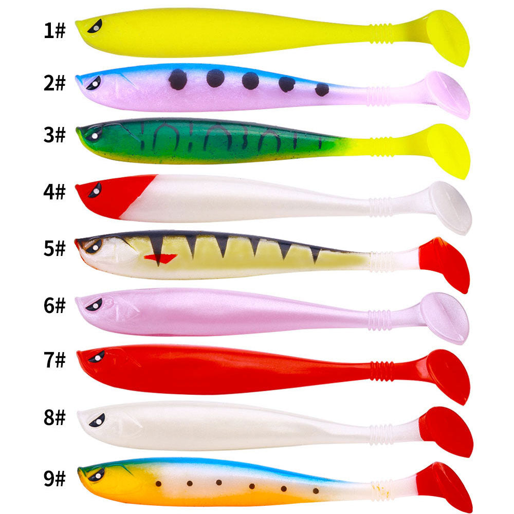HENGJIA 9pcs 90mm 4.1g T-tail Soft Shad Lure Material Big Fishing Soft worm Bait Fishing Tackle