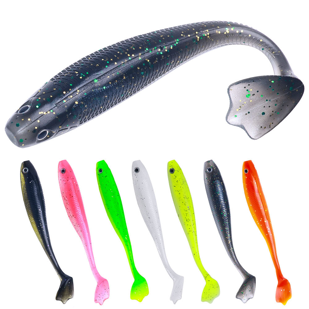 3inches wholesale 7.5cm 10.5cm 4 inches Soft Frog Tail artificial lures  paddle tail swim baits 7 colors fishing lures