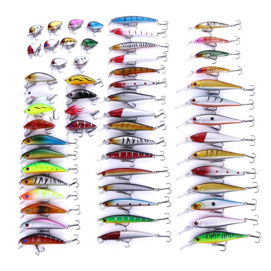 56pc/lot-Mixed-Fishing-Lure-Set-Minnow-Lure-Crank-Baits-Hooks-HENGJIA