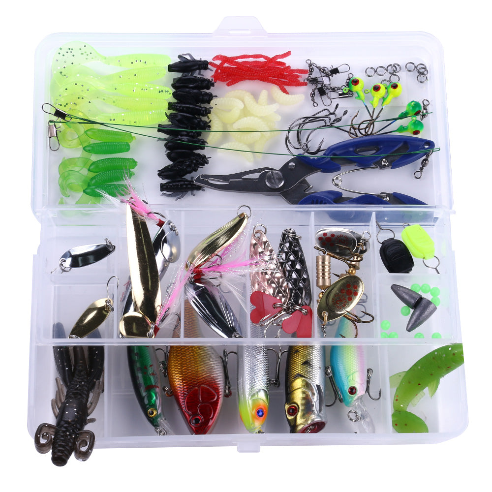 110PCS Soft Minnow Popper Fishing Lures Lead Head Jig Hooks