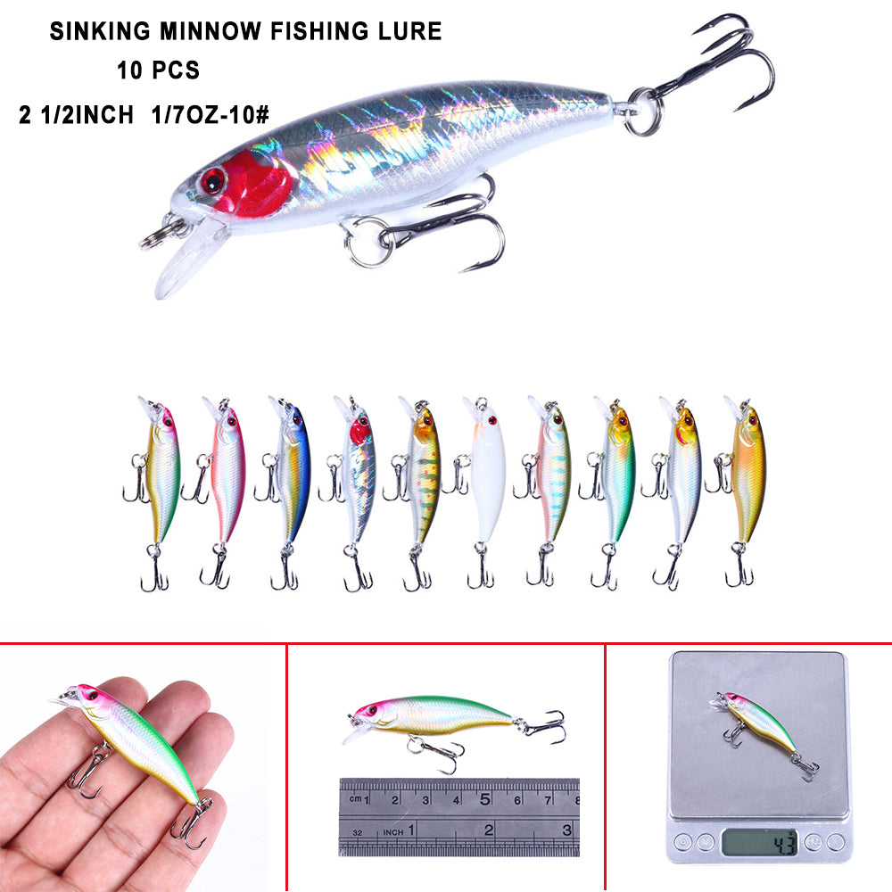 2 1/2in 1/5oz Sinking Minnow Lure Bait