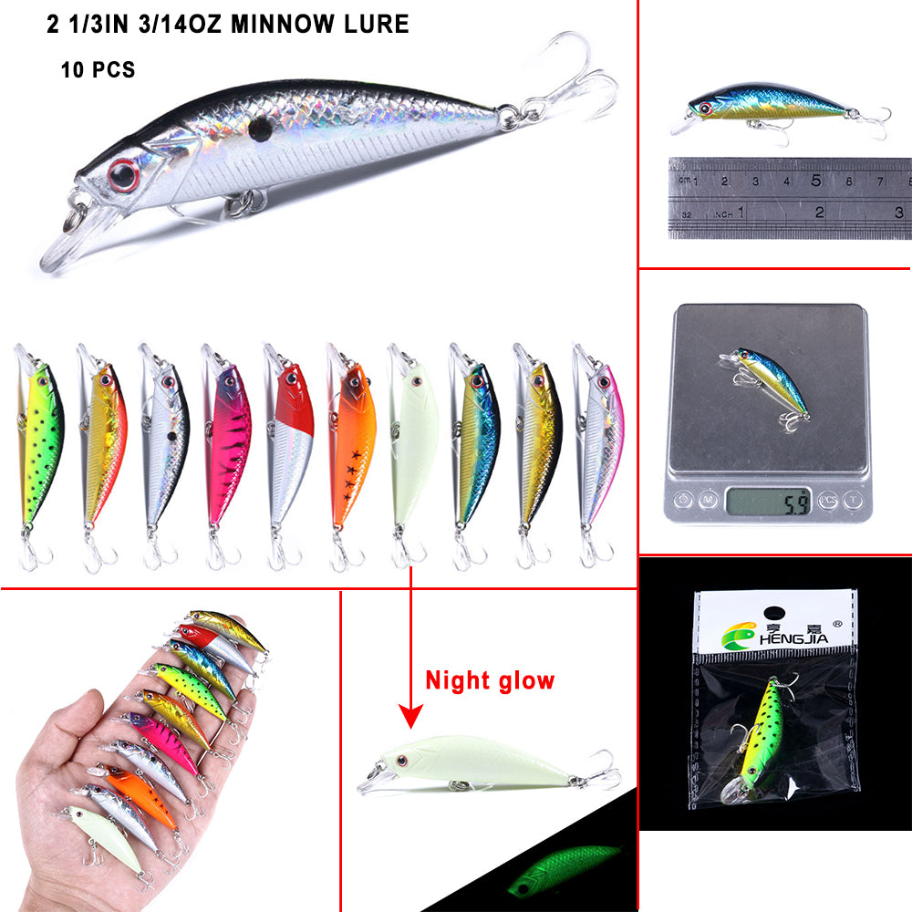 2 1/2in 1/5oz Sinking Minnow Lure Bait