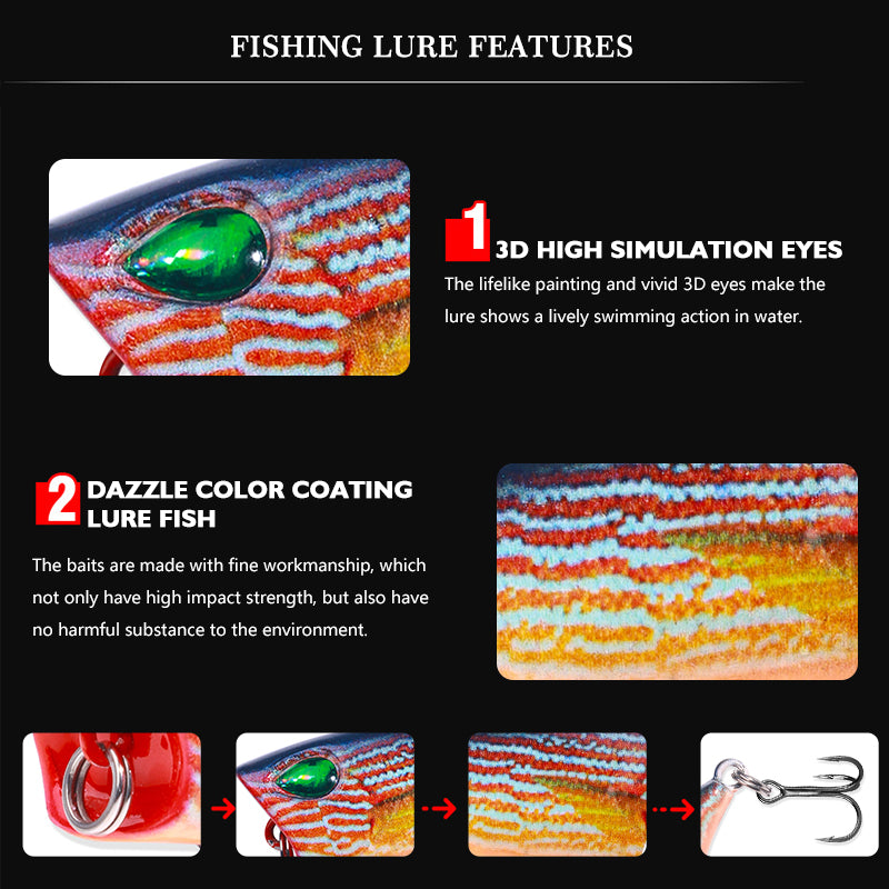 4CM 3.2G Popper Lure 3D Technology Printing