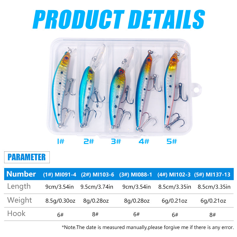 Minnow Lure Box Set 5pcs/Box