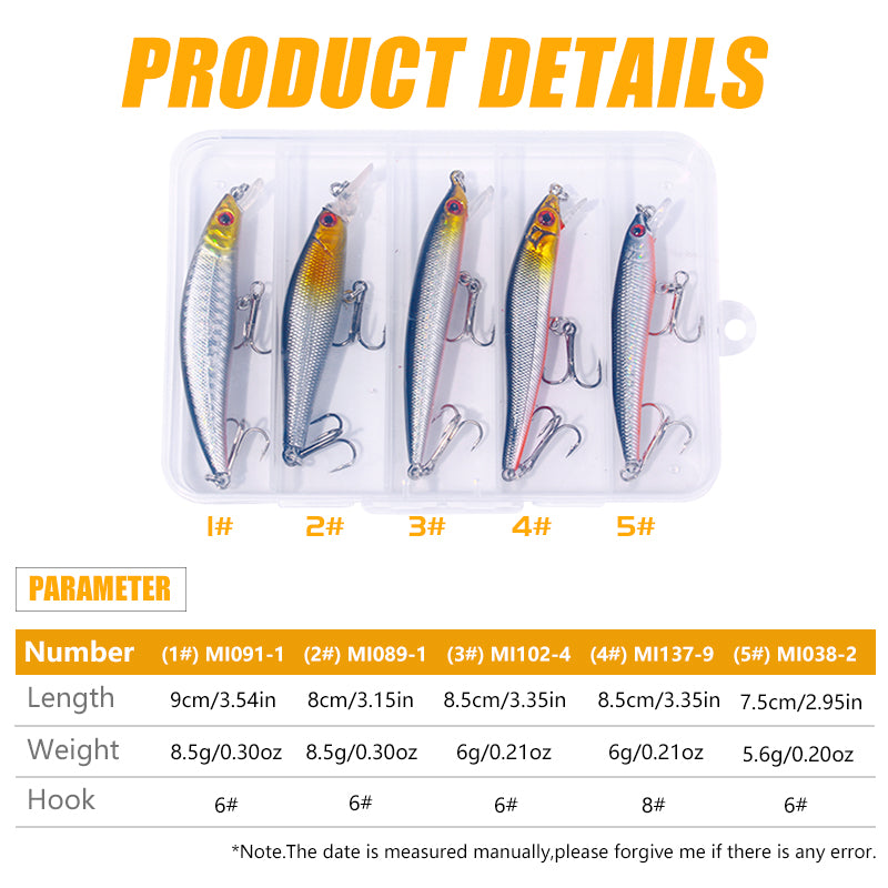 Minnow Lure Box Set 5pcs/Box