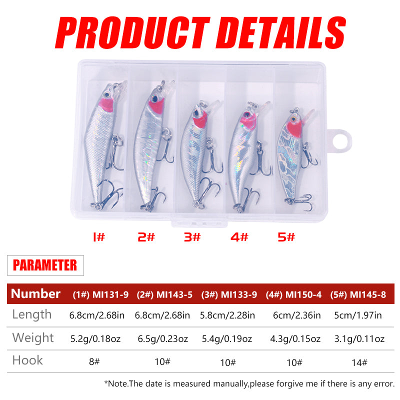 Minnow Lure Box Set 5pcs/Box