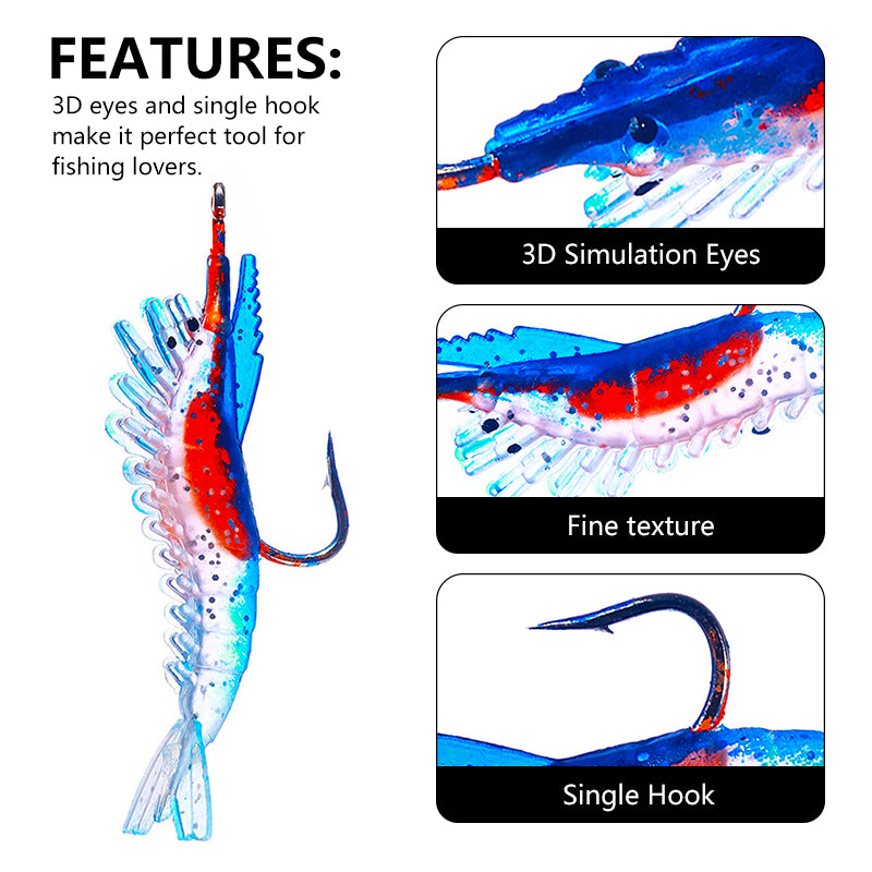 Rigged Jigs Soft Shrimp Lures 5pcs/bag