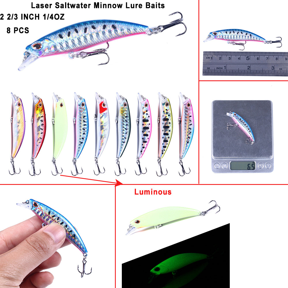2 1/2in 1/5oz Sinking Minnow Lure Bait