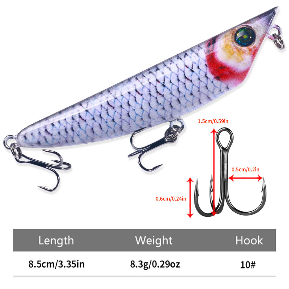 8.5CM 8.3G 3D Printing Sinking Pencil Popper Lure