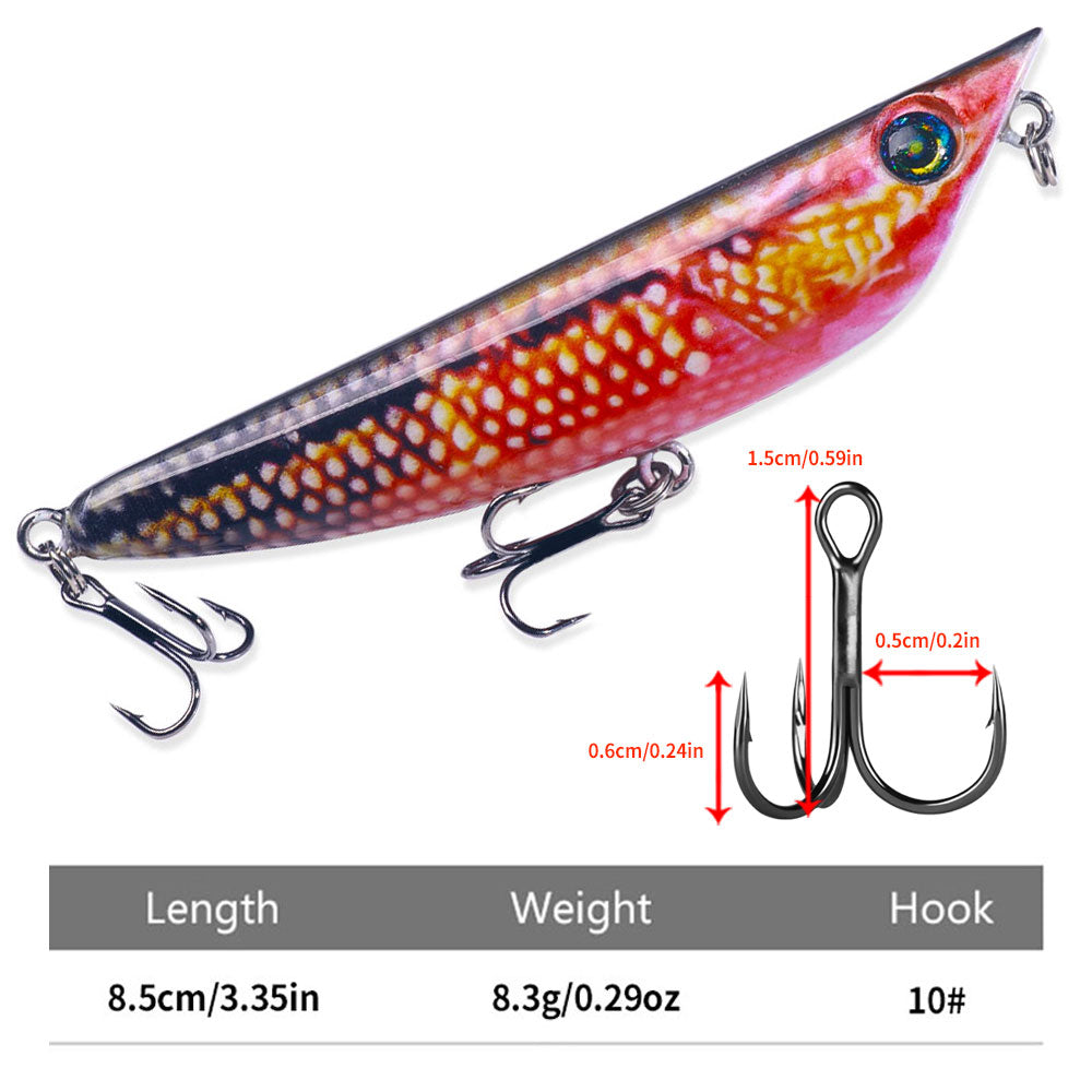 8.5CM 8.3G 3D Printing Sinking Pencil Popper Lure