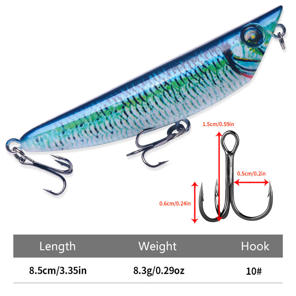 8.5CM 8.3G 3D Printing Sinking Pencil Popper Lure
