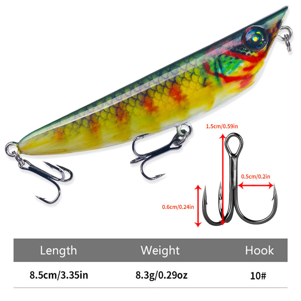 8.5CM 8.3G 3D Printing Sinking Pencil Popper Lure