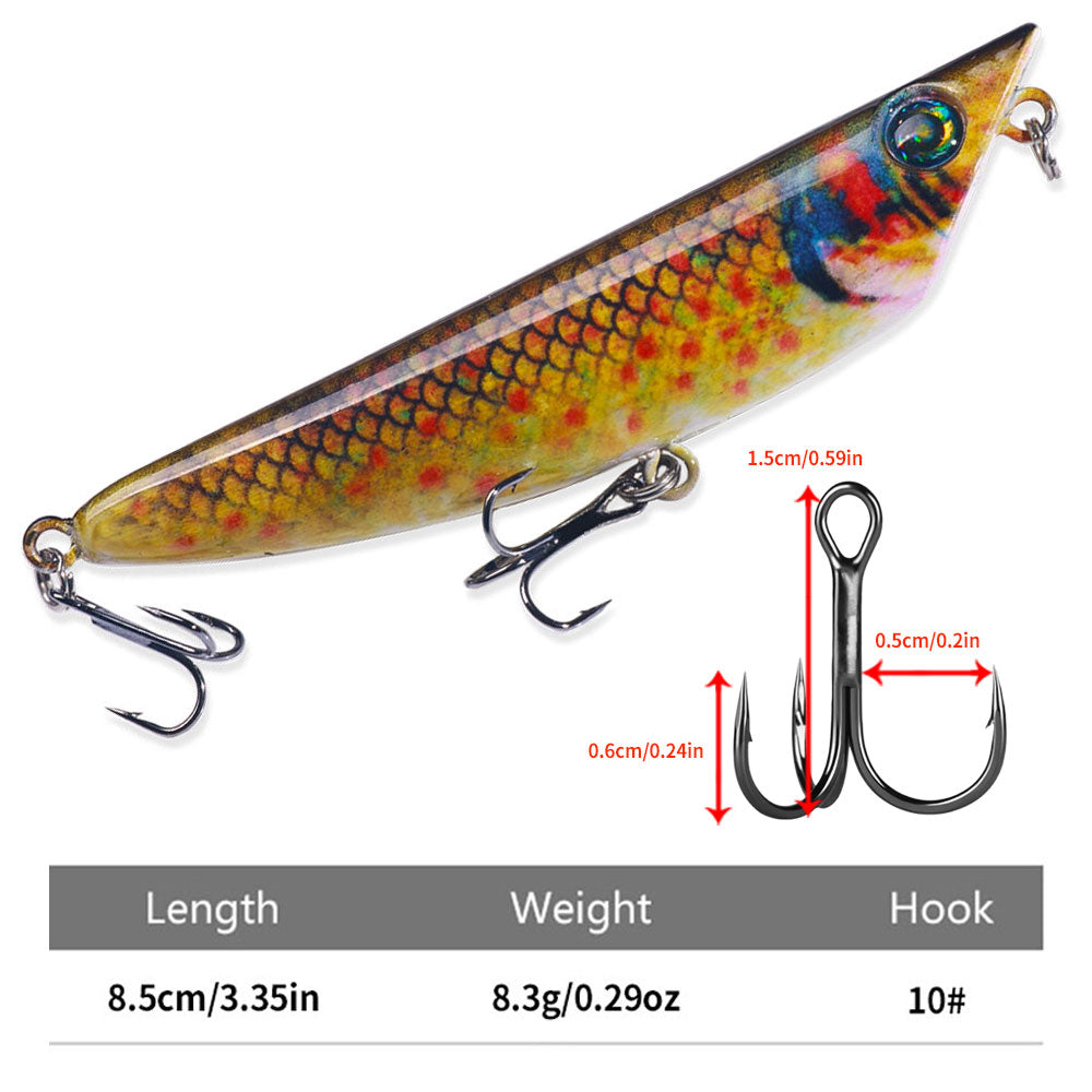 8.5CM 8.3G 3D Printing Sinking Pencil Popper Lure
