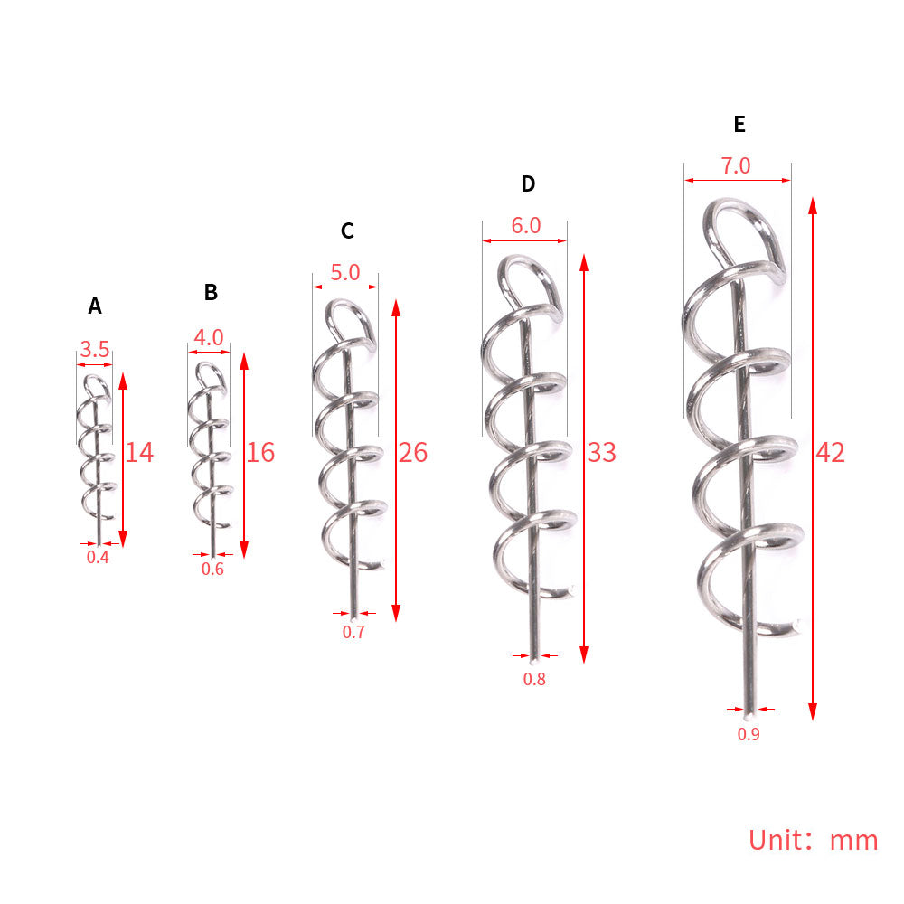 50PCS Fishing Hook Connector Soft Bait Spring Centering Pins