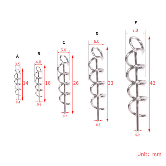 50PCS Fishing Hook Connector Soft Bait Spring Centering Pins