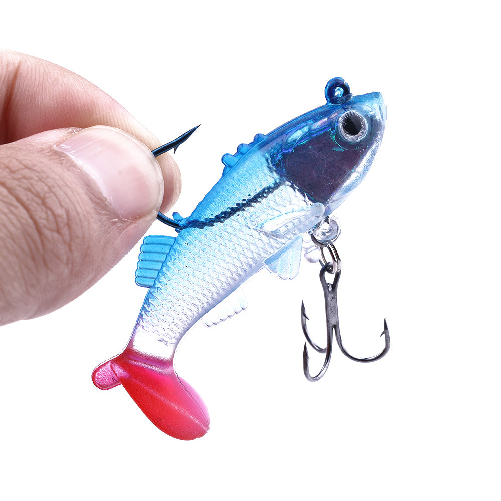 5PCS Soft Fishing Lures Silicone Bait Jig Head Hooks Swimbait 8cm