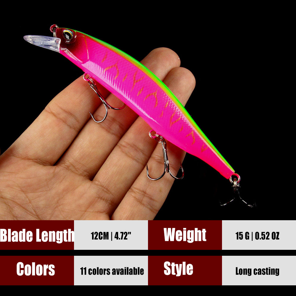 4.72'' 0.52oz Minnow Lure with 3 Hooks