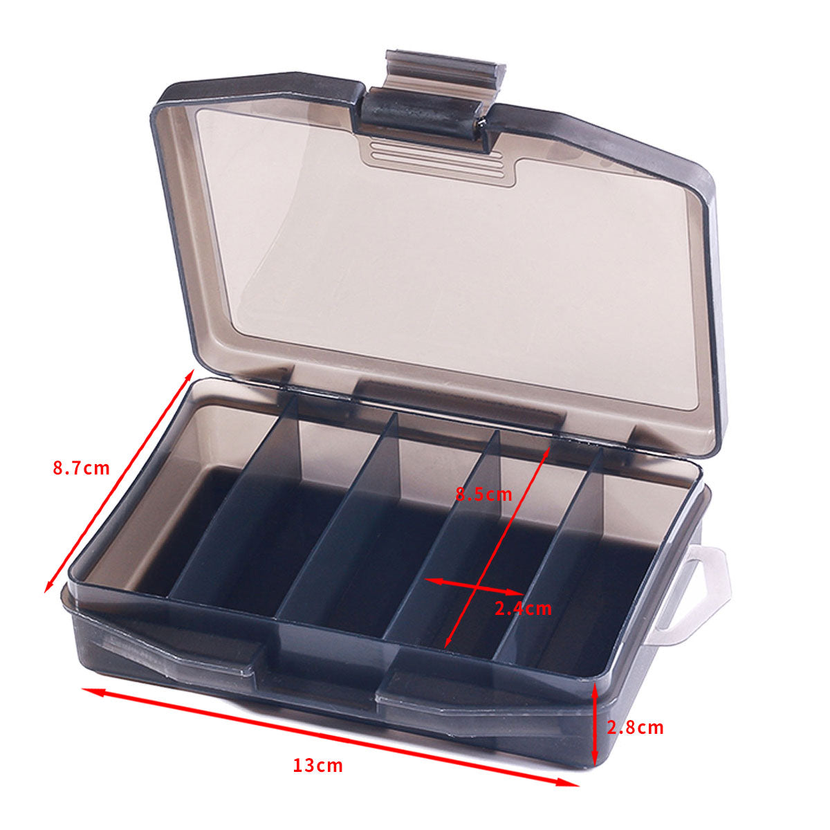 5 Compartments Fishing Tackle Box Grey QT054